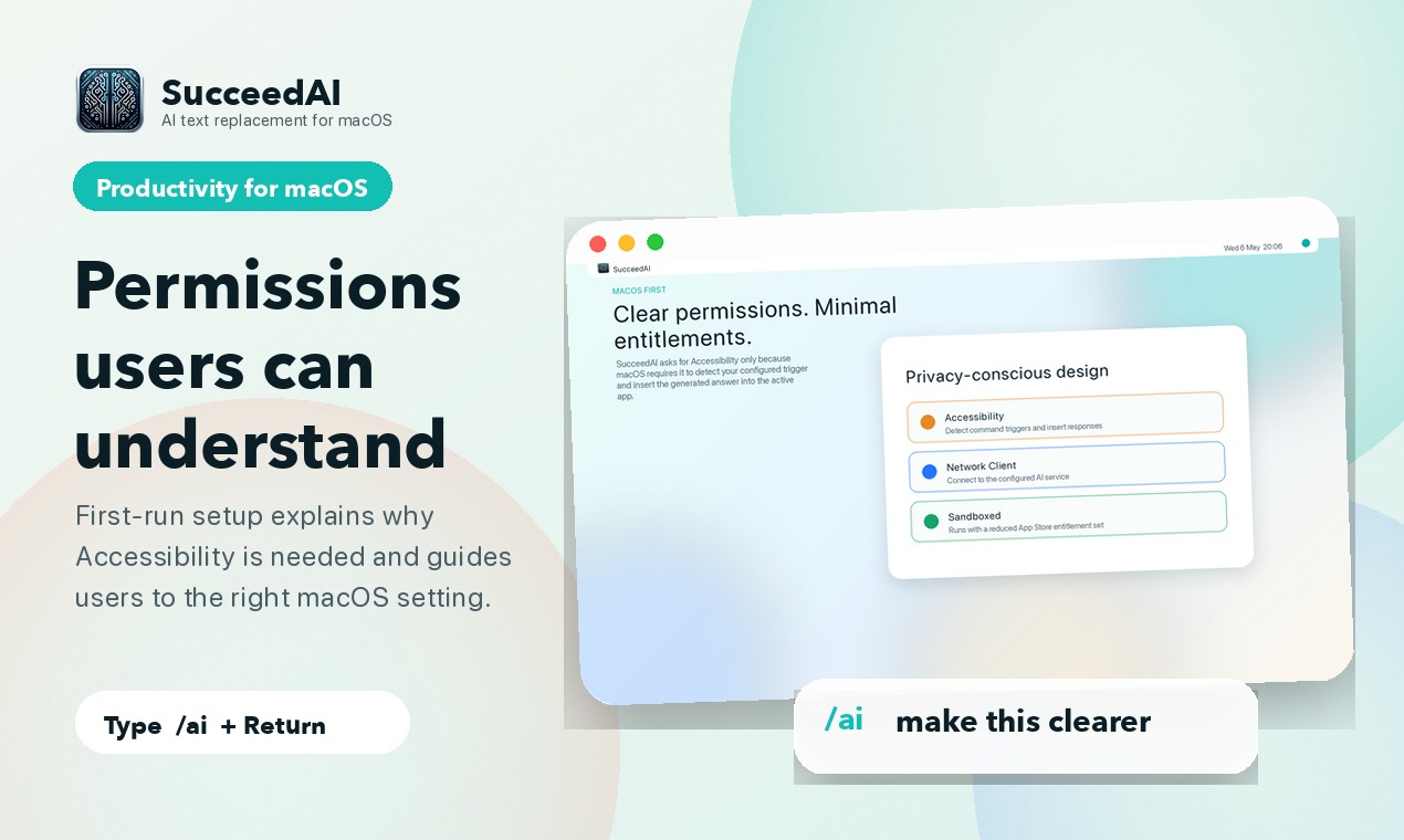 SucceedAI macOS Accessibility permission setup